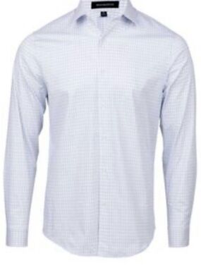 Men's Long-Sleeve Dress Shirt - Light Blue Checkered *NEW*